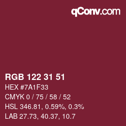 Farbcode: RGB 122 31 51 | qconv.com