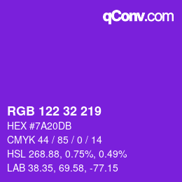 Color code: RGB 122 32 219 | qconv.com