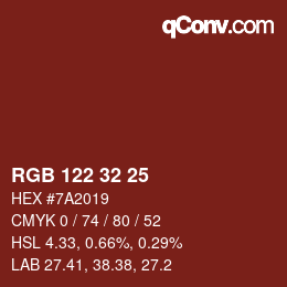 Código de color: RGB 122 32 25 | qconv.com