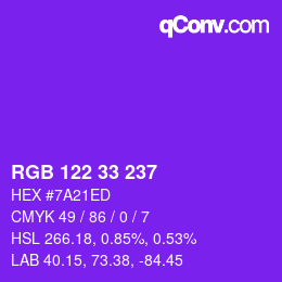 Color code: RGB 122 33 237 | qconv.com