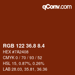 カラーコード: RGB 122 36.8 8.4 | qconv.com