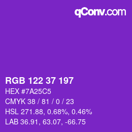 Color code: RGB 122 37 197 | qconv.com