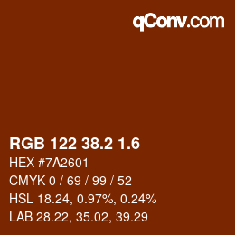 カラーコード: RGB 122 38.2 1.6 | qconv.com