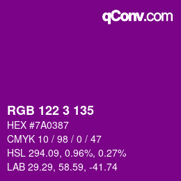 Color code: RGB 122 3 135 | qconv.com