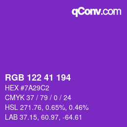 Color code: RGB 122 41 194 | qconv.com
