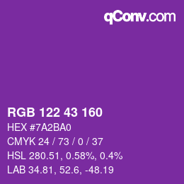 Color code: RGB 122 43 160 | qconv.com