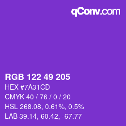 Color code: RGB 122 49 205 | qconv.com