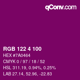 Color code: RGB 122 4 100 | qconv.com