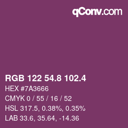 カラーコード: RGB 122 54.8 102.4 | qconv.com