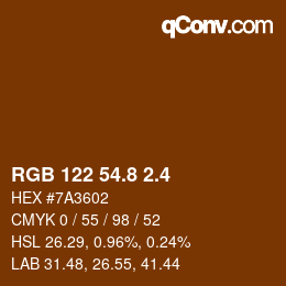 カラーコード: RGB 122 54.8 2.4 | qconv.com