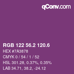 カラーコード: RGB 122 56.2 120.6 | qconv.com