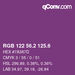 カラーコード: RGB 122 56.2 125.6 | qconv.com