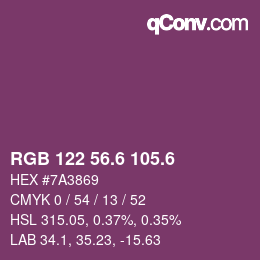 カラーコード: RGB 122 56.6 105.6 | qconv.com