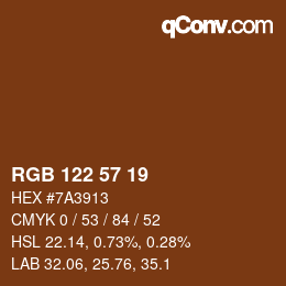 カラーコード: RGB 122 57 19 | qconv.com