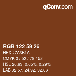 Color code: RGB 122 59 26 | qconv.com