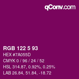 Color code: RGB 122 5 93 | qconv.com