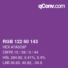 カラーコード: RGB 122 60 143 | qconv.com
