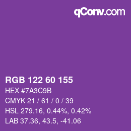 Código de color: RGB 122 60 155 | qconv.com