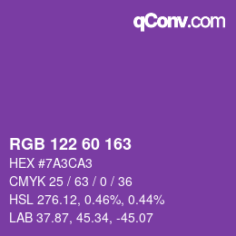 カラーコード: RGB 122 60 163 | qconv.com
