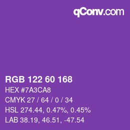 カラーコード: RGB 122 60 168 | qconv.com