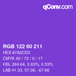 颜色代码: RGB 122 60 211 | qconv.com