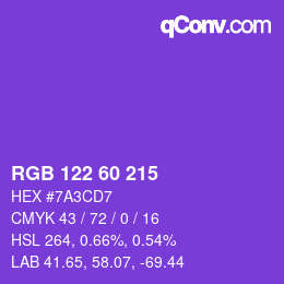 カラーコード: RGB 122 60 215 | qconv.com