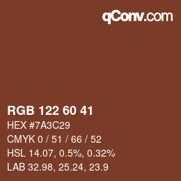 カラーコード: RGB 122 60 41 | qconv.com