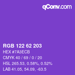 Farbcode: RGB 122 62 203 | qconv.com