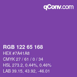 カラーコード: RGB 122 65 168 | qconv.com