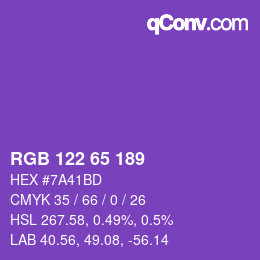 カラーコード: RGB 122 65 189 | qconv.com