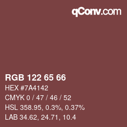 カラーコード: RGB 122 65 66 | qconv.com