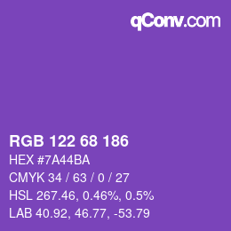 Color code: RGB 122 68 186 | qconv.com