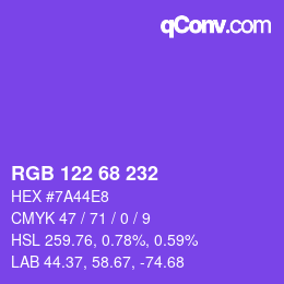 Color code: RGB 122 68 232 | qconv.com