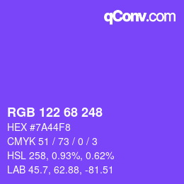 Color code: RGB 122 68 248 | qconv.com
