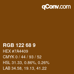 カラーコード: RGB 122 68 9 | qconv.com