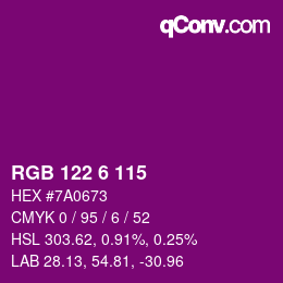 Color code: RGB 122 6 115 | qconv.com