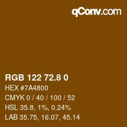 カラーコード: RGB 122 72.8 0 | qconv.com