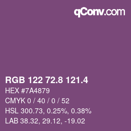 カラーコード: RGB 122 72.8 121.4 | qconv.com