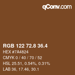 カラーコード: RGB 122 72.8 36.4 | qconv.com
