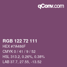 颜色代码: RGB 122 72 111 | qconv.com