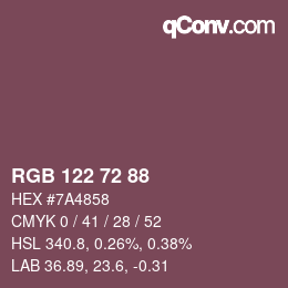 Código de color: RGB 122 72 88 | qconv.com