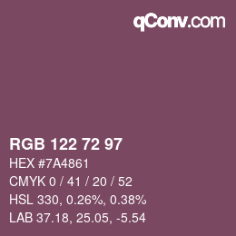 Código de color: RGB 122 72 97 | qconv.com