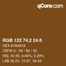 カラーコード: RGB 122 74.2 24.6 | qconv.com