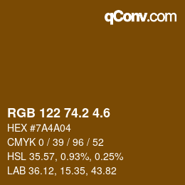 カラーコード: RGB 122 74.2 4.6 | qconv.com