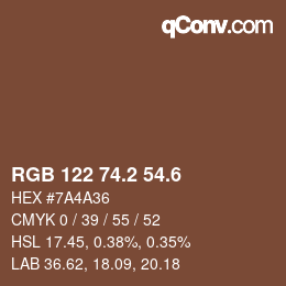 カラーコード: RGB 122 74.2 54.6 | qconv.com