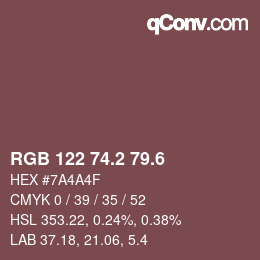 カラーコード: RGB 122 74.2 79.6 | qconv.com