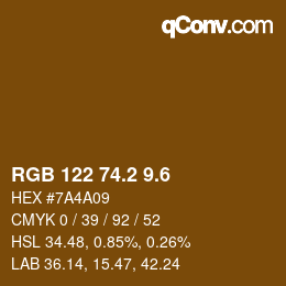 カラーコード: RGB 122 74.2 9.6 | qconv.com