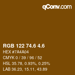 カラーコード: RGB 122 74.6 4.6 | qconv.com