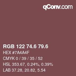カラーコード: RGB 122 74.6 79.6 | qconv.com