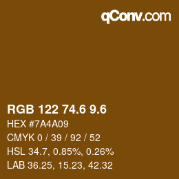 カラーコード: RGB 122 74.6 9.6 | qconv.com